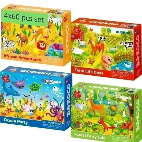 Quokka Set of 4 Sealed 60 Piece Puzzles Ages 3+ Zoo, Farm, Ocean, Forest Themes - Picture 5 of 5